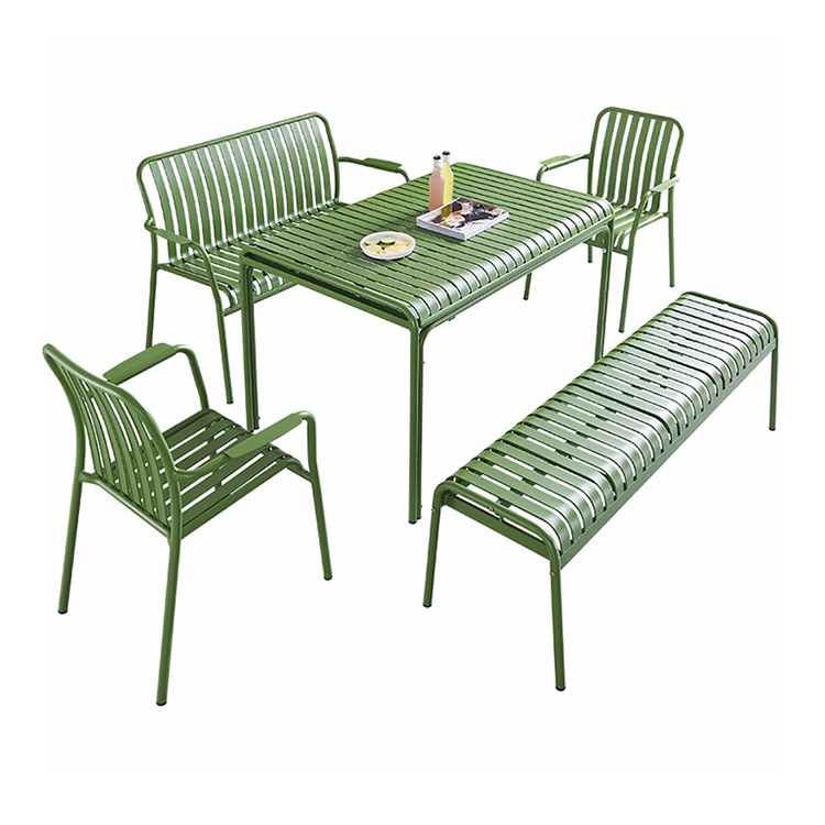 Moderner Outdoor-Aluminium-Freizeittisch und -stuhl, Garten-Terrassenmöbel【Tany】